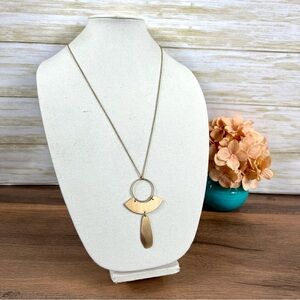 UNIVERSAL THREAD Gold Tone Geometric Moon Phase Long Statement Necklace